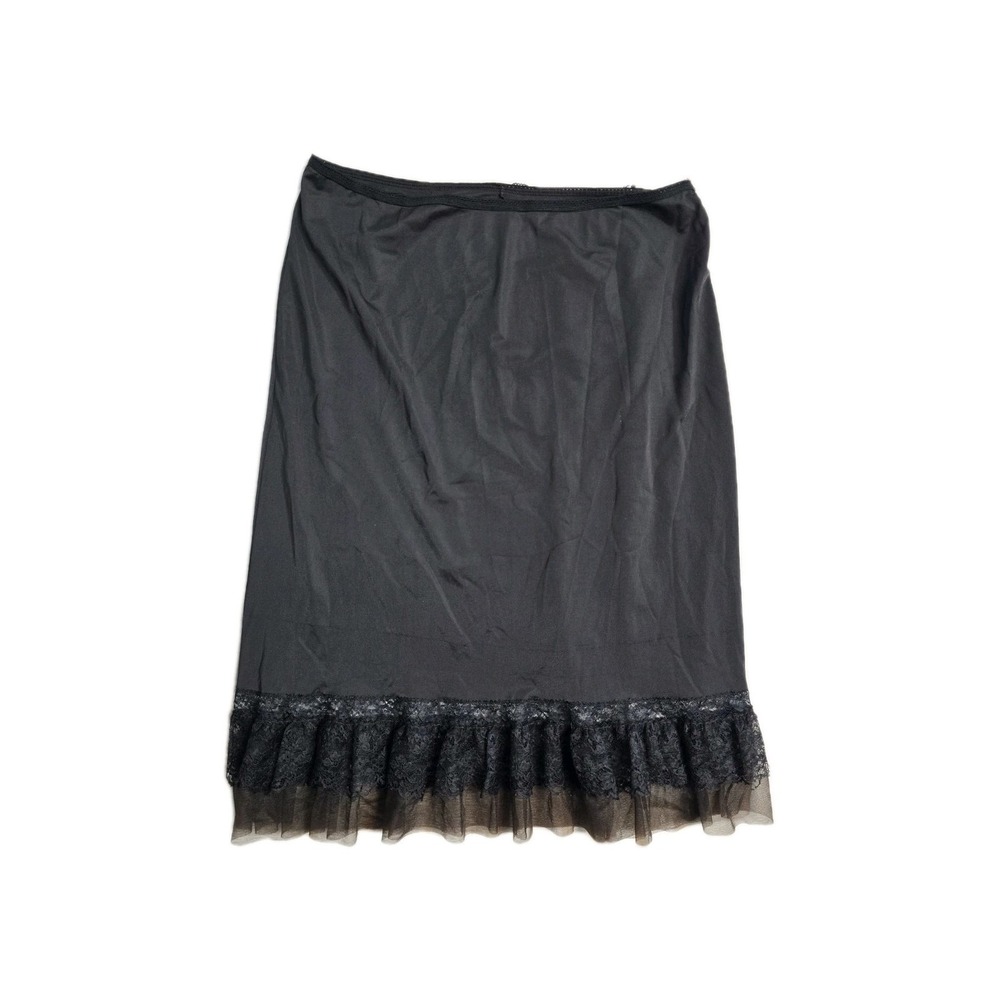 Vintage Women's Carter's Skirt‎ Slip Brown  Lace Ruffle  Large Nylon
